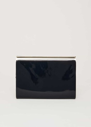 Phase Eight Patent Open Slim Bags Navy Canada | BVKRGO-951